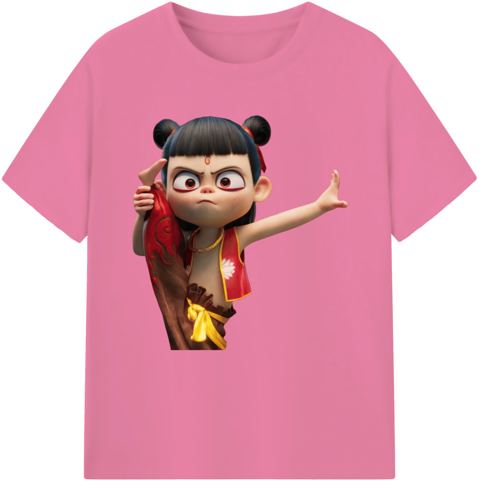 （画像用） Ne Zha 2 ナタ 魔童の大暴れ 綿100％半袖Tシャツ（フロントプリント）